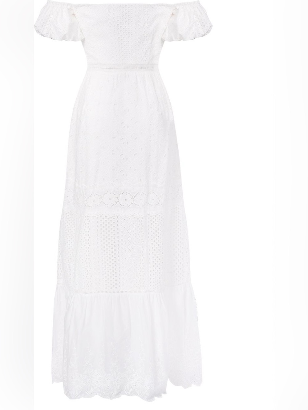 True Decadence White Broderie Bardot Eylet Boho Maxi Dress Size 10 NWOT - Picture 4 of 6